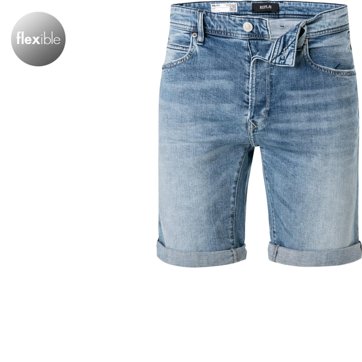 Replay Shorts RBJ MA981Y.000.573 812/010 Jeansshorts, Bio-Baumwoll-Stretch 10,5oz, Blau 1 Replay Shorts RBJ MA981Y.000.573 812/010 Jeansshorts, Bio-Baumwoll-Stretch 10,5oz, Blau
