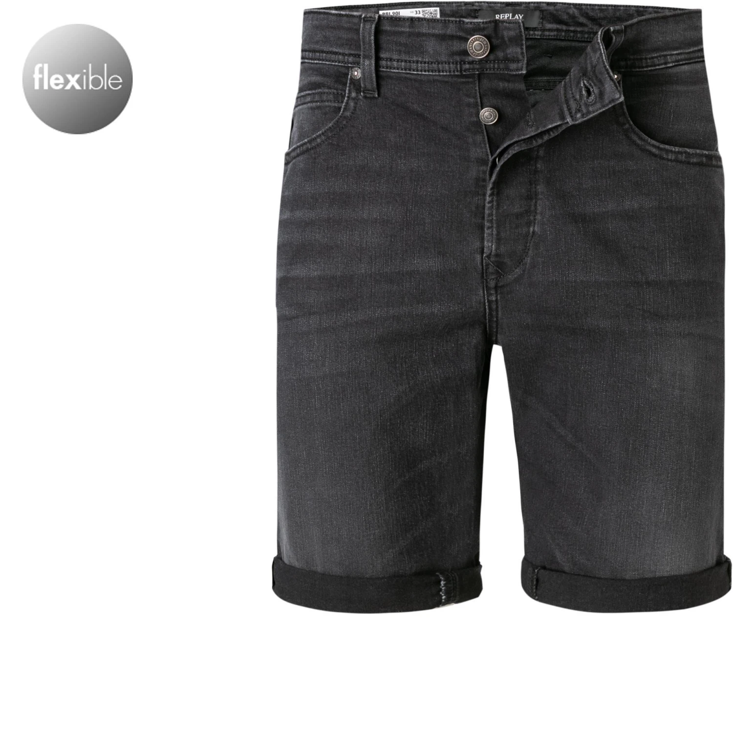 Replay Shorts RBJ MA981Y.000.573B818/097 Jeansshorts, Bio Baumwoll-Stretch 10,5oz, Schwarz 1 Replay Shorts RBJ MA981Y.000.573B818/097 Jeansshorts, Bio Baumwoll-Stretch 10,5oz, Schwarz