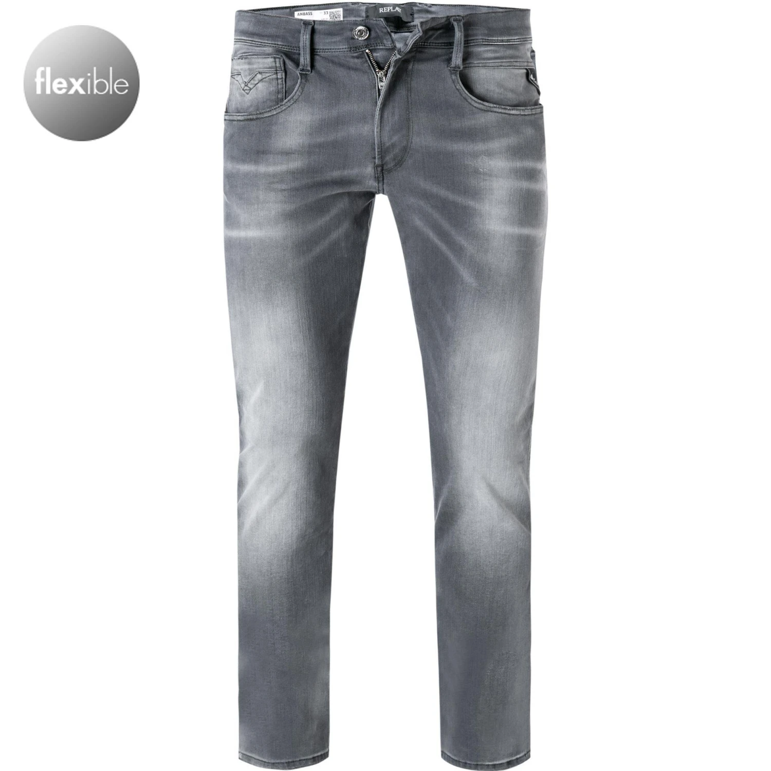 Replay Jeans Anbass M914Y.000.661 WB1/096 Slim Fit, Baumwoll-Stretch 11,5oz, Mittelgrau 1 Replay Jeans Anbass M914Y.000.661 WB1/096 Slim Fit, Baumwoll-Stretch 11,5oz, Mittelgrau