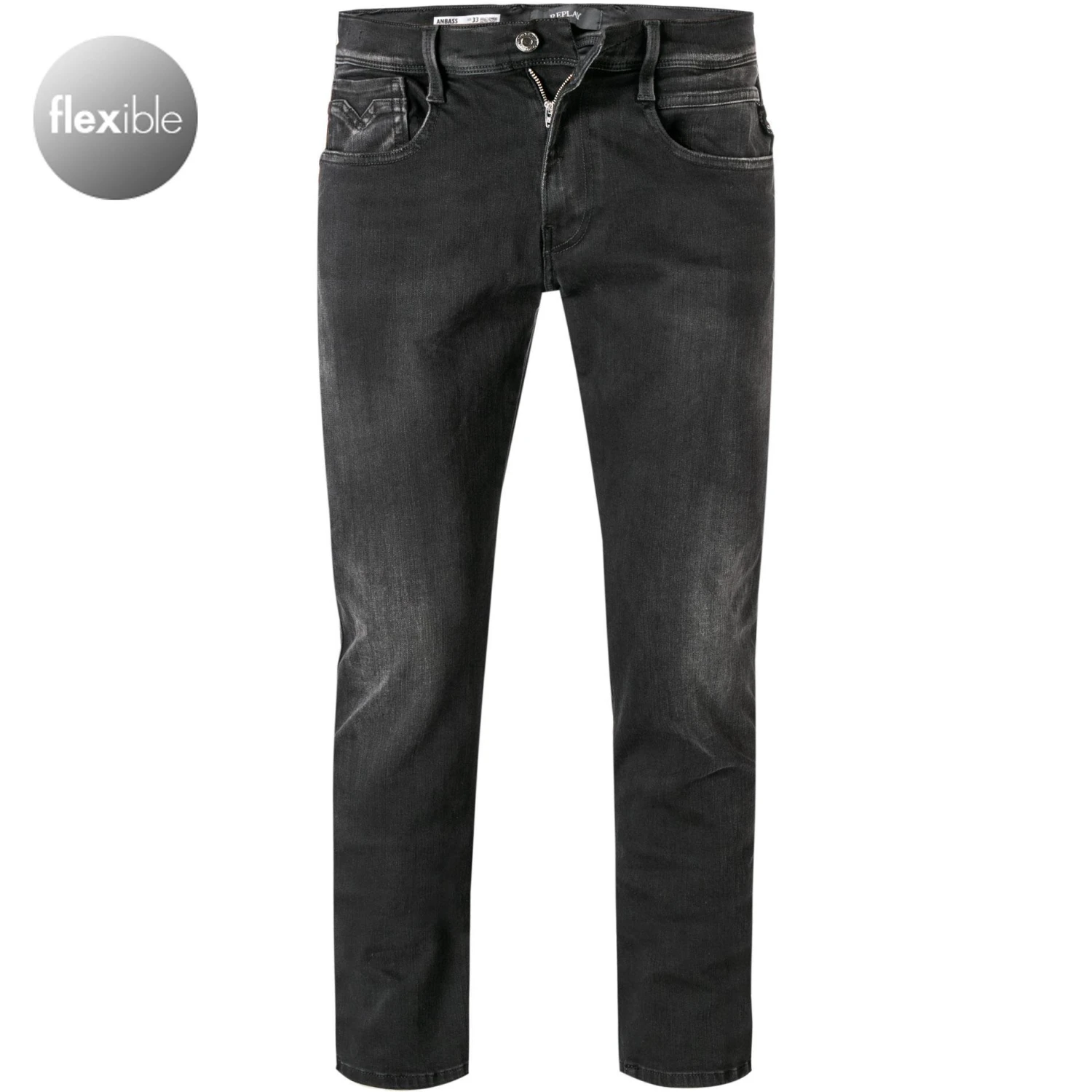 Replay Jeans Anbass M914Y.000.661 WB0/098 Slim Fit, Baumwoll-Stretch 11,5oz, Schwarz 1 Replay Jeans Anbass M914Y.000.661 WB0/098 Slim Fit, Baumwoll-Stretch 11,5oz, Schwarz