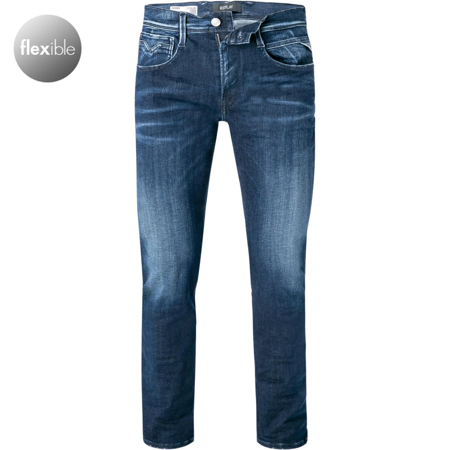 Replay Jeans Anbass M914Y.000.661 WI2/007 Slim Fit, Baumwoll-Stretch, Dunkelblau 1 Replay Jeans Anbass M914Y.000.661 WI2/007 Slim Fit, Baumwoll-Stretch, Dunkelblau